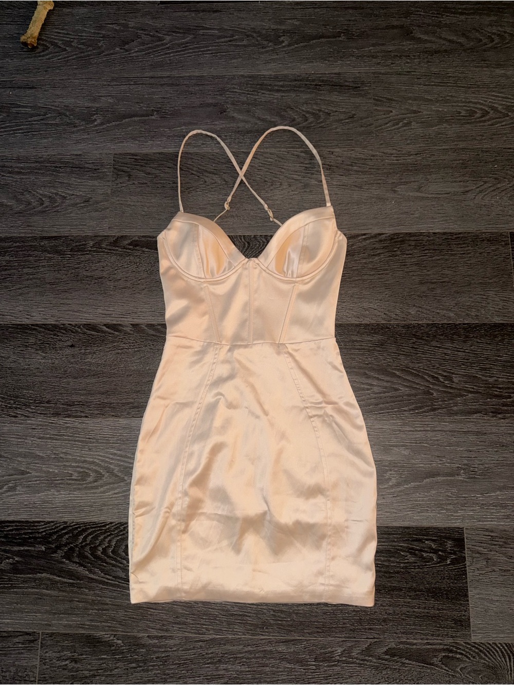 Oh Polly Blush Satin Bustier Mini Dress
